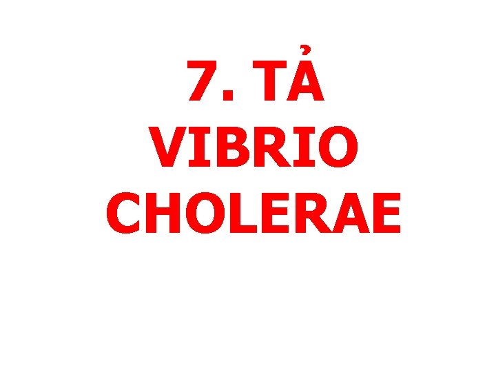 7. TẢ VIBRIO CHOLERAE 