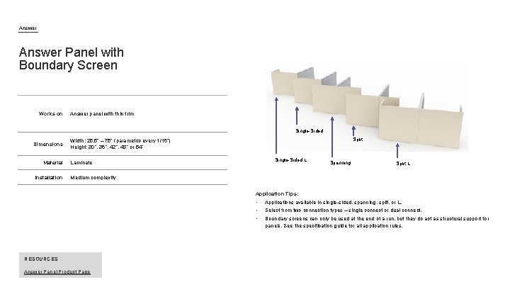 Answer Panel with Boundary Screen Works on Answer panel with thin trim Single-Sided Dimensions