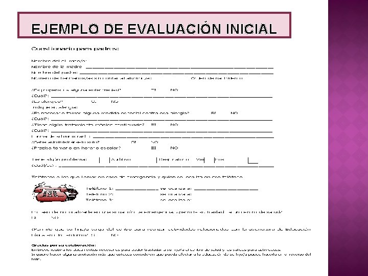 EJEMPLO DE EVALUACIÓN INICIAL 