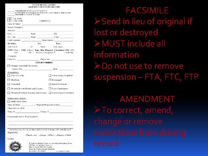 FACSIMILE ØSend in lieu of original if lost or destroyed ØMUST include all information FACSIMILE ØSend in lieu of original if lost or destroyed ØMUST include all information