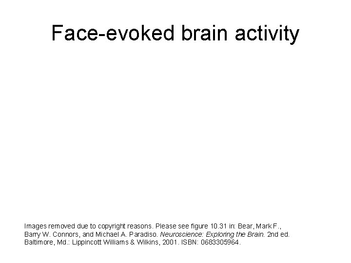 Face-evoked brain activity Images removed due to copyright reasons. Please see figure 10. 31