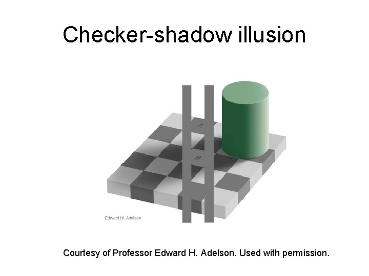 Checker-shadow illusion Courtesy of Professor Edward H. Adelson. Used with permission. 