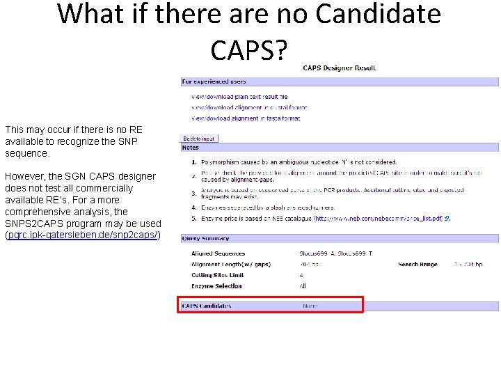 What if there are no Candidate CAPS? This may occur if there is no