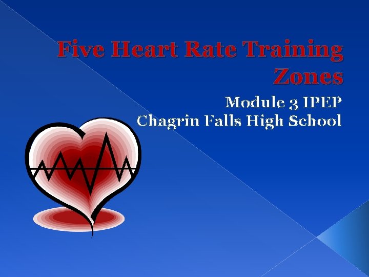 Five Heart Rate Training Zones Module 3 IPEP Chagrin Falls High School 