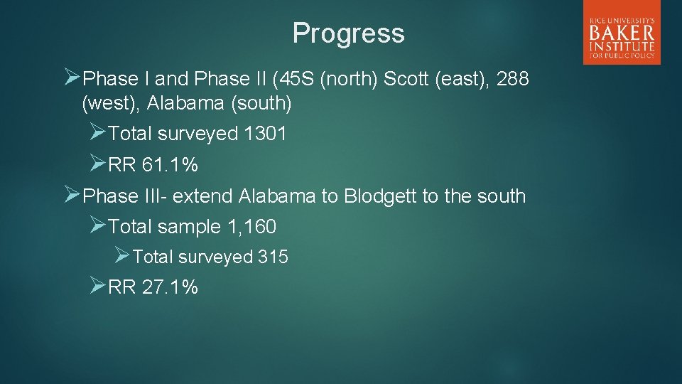 Progress ØPhase I and Phase II (45 S (north) Scott (east), 288 (west), Alabama