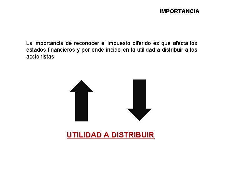 IMPORTANCIA La importancia de reconocer el impuesto diferido es que afecta los estados financieros