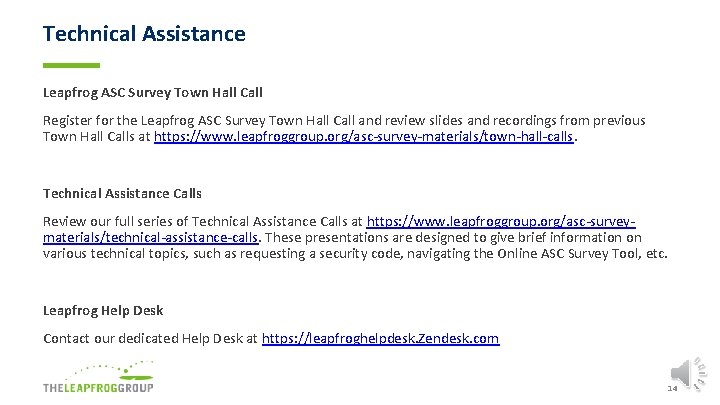 Technical Assistance Leapfrog ASC Survey Town Hall Call Register for the Leapfrog ASC Survey