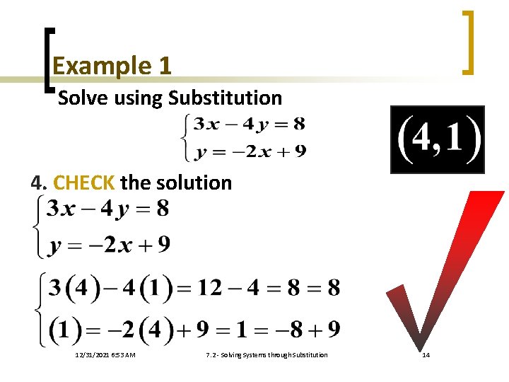 Example 1 Solve using Substitution 4. CHECK the solution 12/31/2021 6: 53 AM 7.