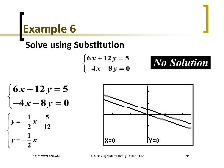 Example 6 Solve using Substitution 12/31/2021 6: 54 AM 7. 2 - Solving Systems