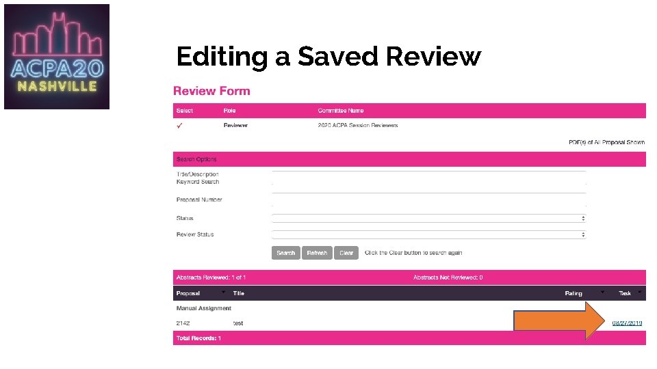 Editing a Saved Review 