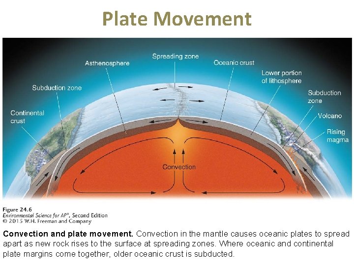Plate Movement Convection and plate movement. Convection in the mantle causes oceanic plates to