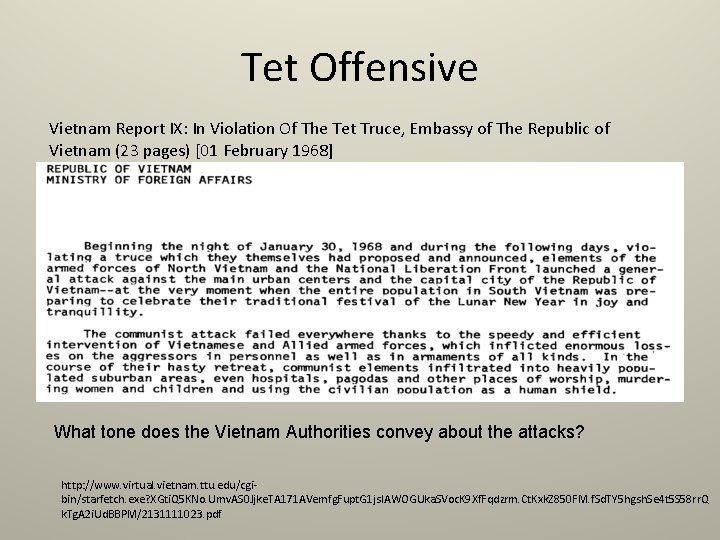 Tet Offensive Vietnam Report IX: In Violation Of The Tet Truce, Embassy of The