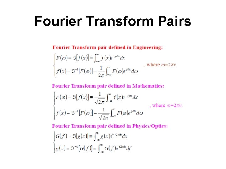 Fourier Transform Pairs 