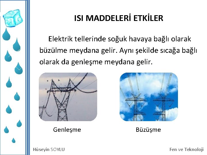 ISI MADDELERİ ETKİLER Elektrik tellerinde soğuk havaya bağlı olarak büzülme meydana gelir. Aynı şekilde