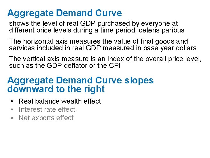 Aggregate Demand Curve shows the level of real GDP purchased by everyone at different Aggregate Demand Curve shows the level of real GDP purchased by everyone at different