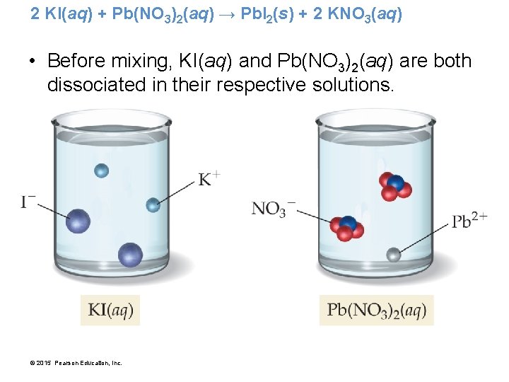 2 KI(aq) + Pb(NO 3)2(aq) → Pb. I 2(s) + 2 KNO 3(aq) •