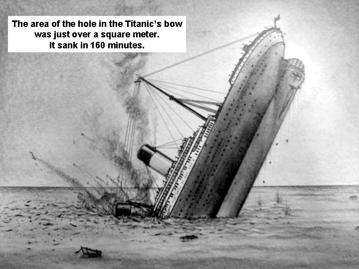 The area of the hole in the Titanic’s bow was just over a square