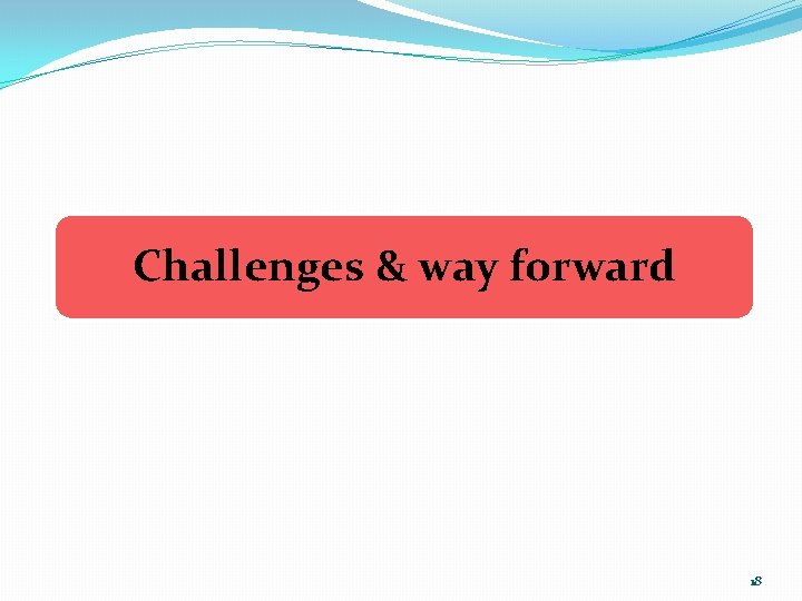 Challenges & way forward 18 
