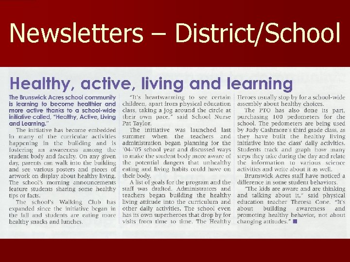 Newsletters – District/School 