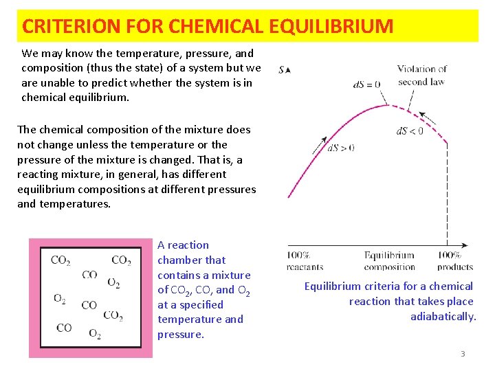 CRITERION FOR CHEMICAL EQUILIBRIUM We may know the temperature, pressure, and composition (thus the