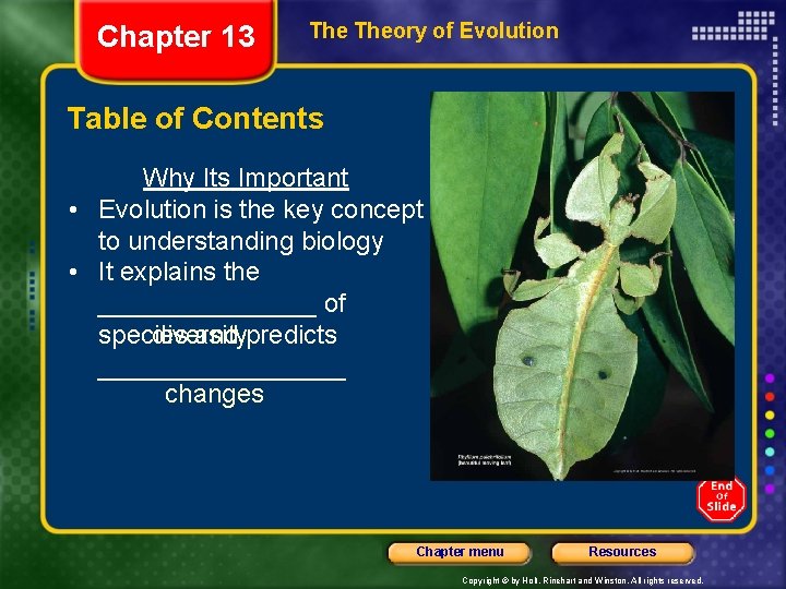 Chapter 13 Theory of Evolution Table of Contents Why Its Important • Evolution is