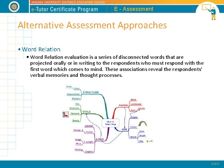 E - Assessment Alternative Assessment Approaches • Word Relation evaluation is a series of