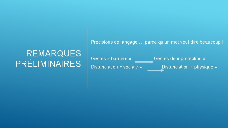 Précisions de langage … parce qu’un mot veut dire beaucoup ! REMARQUES PRÉLIMINAIRES Gestes