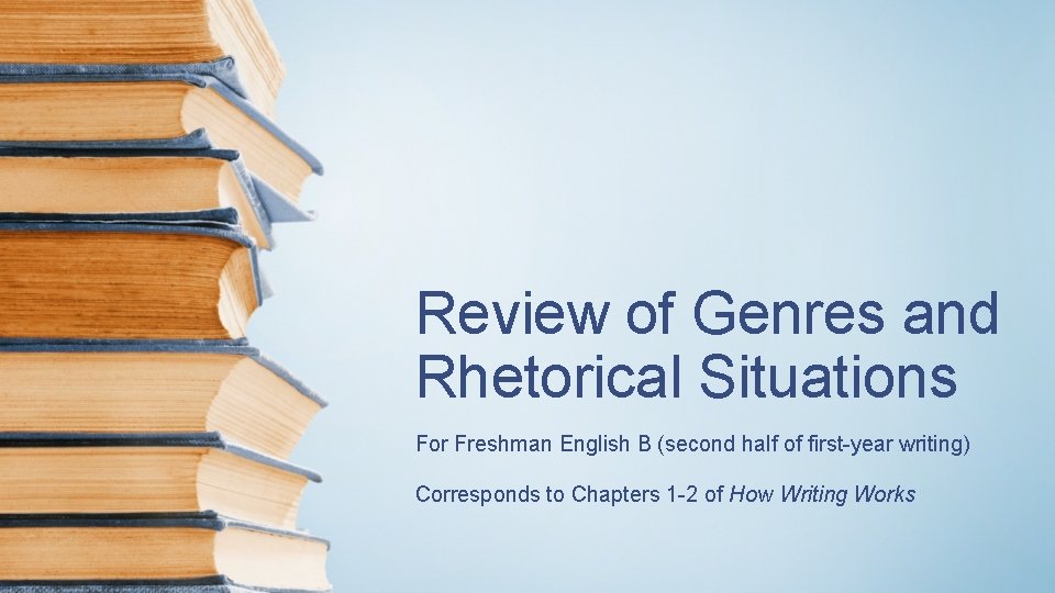 Review of Genres and Rhetorical Situations For Freshman