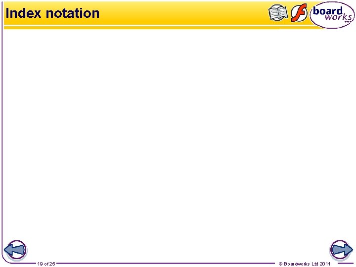 Index notation 19 of 25 © Boardworks Ltd 2011 