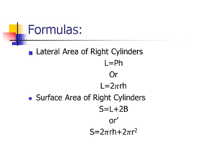 Formulas: n 