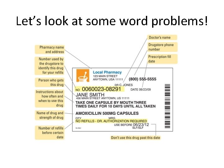 Let’s look at some word problems! 