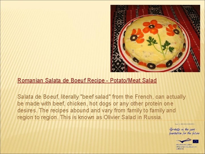 Romanian Salata de Boeuf Recipe - Potato/Meat Salad Salata de Boeuf, literally "beef salad"