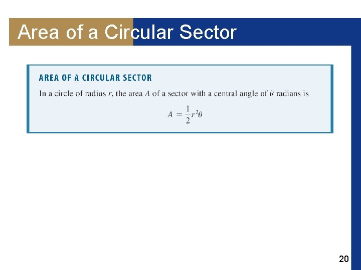 Area of a Circular Sector 20 
