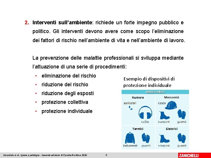 2. Interventi sull’ambiente: richiede un forte impegno pubblico e politico. Gli interventi devono avere