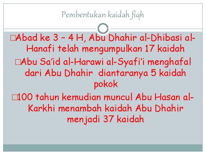 Pembentukan kaidah fiqh �Abad ke 3 – 4 H, Abu Dhahir al-Dhibasi al- Hanafi