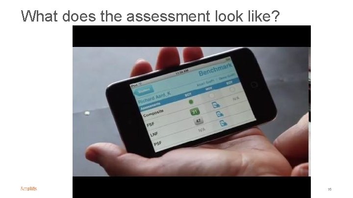 What does the assessment look like? 16 