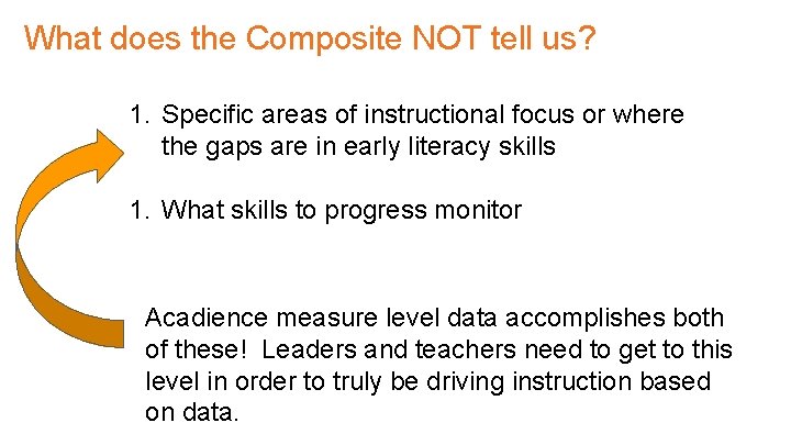 What does the Composite NOT tell us? 1. Specific areas of instructional focus or