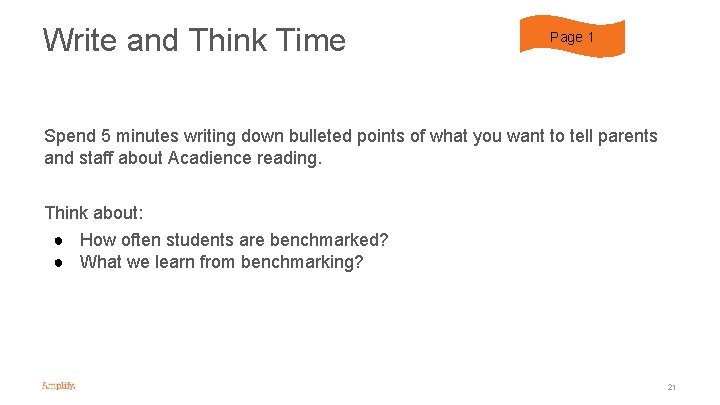 Write and Think Time Page 1 Spend 5 minutes writing down bulleted points of