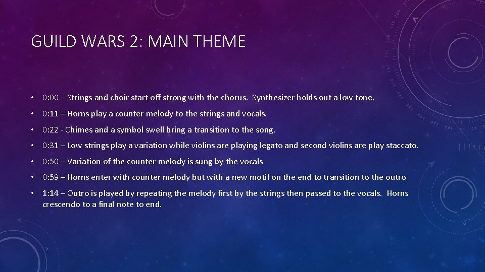 GUILD WARS 2: MAIN THEME • 0: 00 – Strings and choir start off