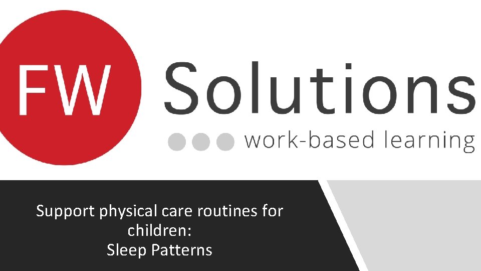 Support physical care routines for children: Sleep Patterns Support physical care routines for children: Sleep Patterns