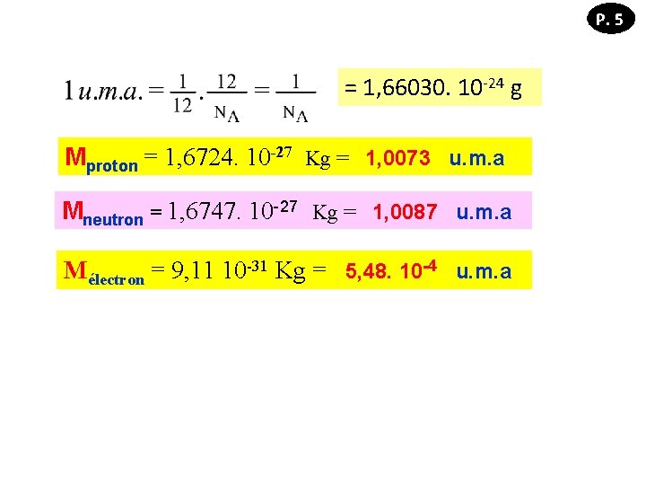 P. 5 = 1, 66030. 10 -24 g Mproton = 1, 6724. 10 -27