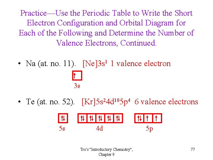 Practice—Use the Periodic Table to Write the Short Electron Configuration and Orbital Diagram for Practice—Use the Periodic Table to Write the Short Electron Configuration and Orbital Diagram for
