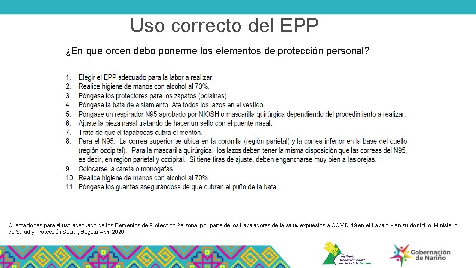 Uso correcto del EPP ¿En que orden debo ponerme los elementos de protección personal?
