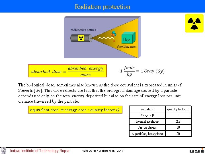 Radiation protection The biological dose, sometimes also known as the dose equivalent is expressed