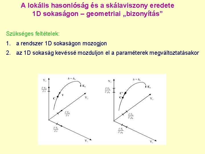A lokális hasonlóság és a skálaviszony eredete 1 D sokaságon – geometriai „bizonyítás” Szükséges