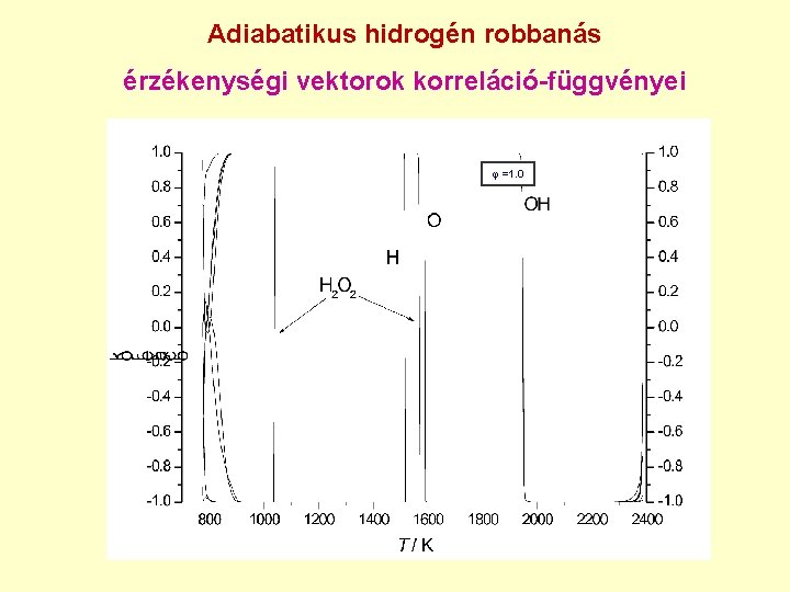 Adiabatikus hidrogén robbanás érzékenységi vektorok korreláció-függvényei =1. 0 