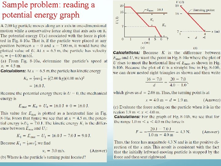 Sample problem: reading a potential energy graph Sample problem: reading a potential energy graph
