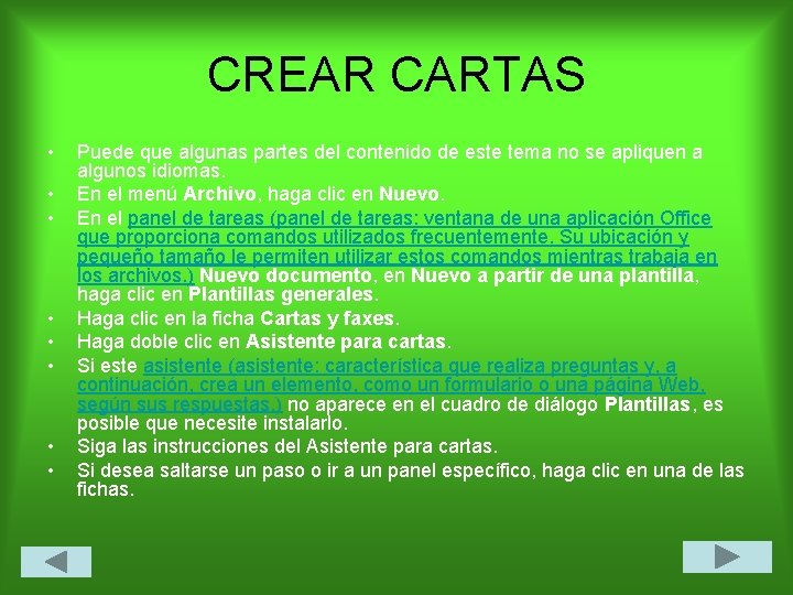 CREAR CARTAS • • Puede que algunas partes del contenido de este tema no