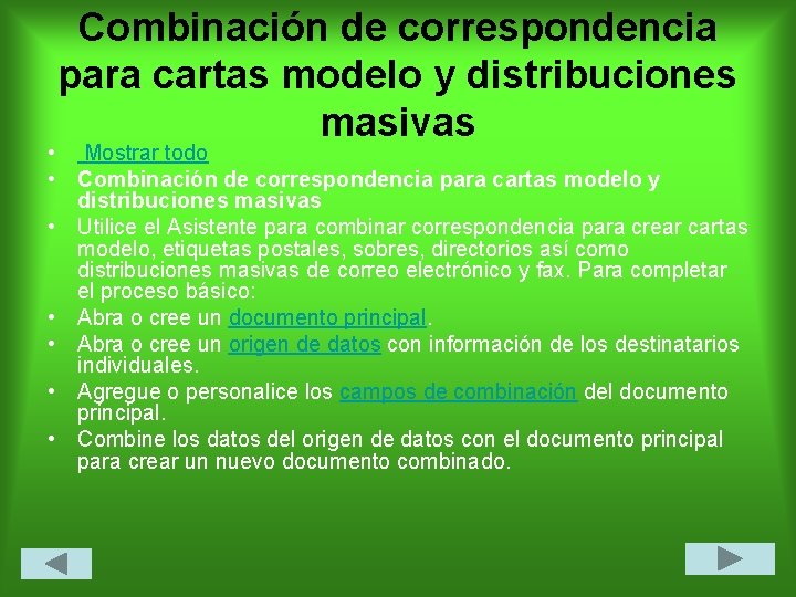 Combinación de correspondencia para cartas modelo y distribuciones masivas • Mostrar todo • Combinación