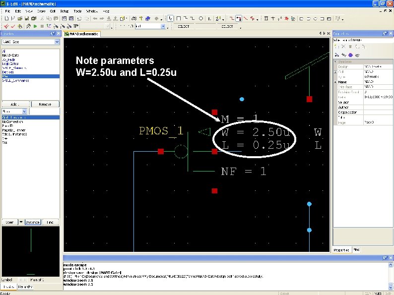 Note parameters W=2. 50 u and L=0. 25 u Note parameters W=2. 50 u and L=0. 25 u